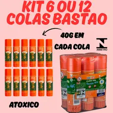 Kit 6 ou 12 Cola Bastão Leo&Leo Escola Material Escolar Lavavel Escritorio Não Toxico Infantil