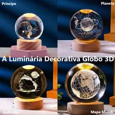 Luminária Decorativa Globo De LED Bola De Cristal Colorido 3D 6Cm Bivolt Com USB Enfeite Universo