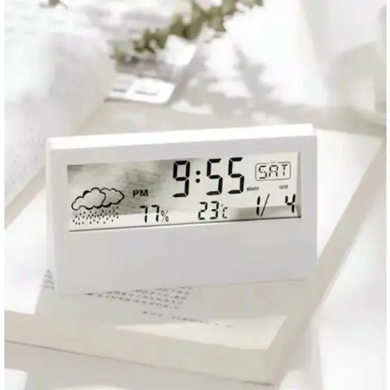 Relógio Multifuncional 13,2X7,3CM Eletrônico Digital De Mesa De Cabeceira Com Temperatura e Umidade Alarme LCD Criativo