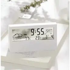 Relógio Multifuncional 13,2X7,3CM Eletrônico Digital De Mesa De Cabeceira Com Temperatura e Umidade Alarme LCD Criativo