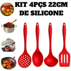 Kit 4pçs 22cm utensílios cozinha silicone durável espátula colher concha
