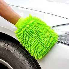 Luvas Multiuso Microfibra Chenille Premium Lavagem Automotiva Carro Moto Caminhão 25x14x2.5Cm Prático Verde