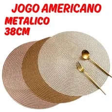 Kit 4 Ou 6 Jogo Americano 38cm De Mesa Metálico Redondo Para Cozinha Elegante Descanso