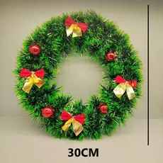 Guirlanda Verde 30Cm Para Porta Com Bola Ou Sinos Ou Laço Enfeite De Natal Decoração Natalina