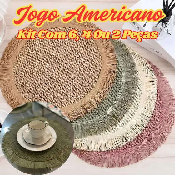 Jogo Americano Descanso De Mesa Jantar Kit Com 6 4 Ou 2 Peças 38Cm Flexível E Rústico Elegante
