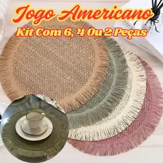Jogo Americano Descanso De Mesa Jantar Kit Com 6 4 Ou 2 Peças 38Cm Flexível E Rústico Elegante
