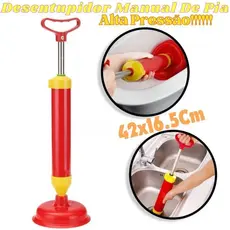 Desentupidor Manual De Pia 42x16.5Cm Ralo Cano Esgoto Vaso Tipo Bomba Sucção Alta Pressão