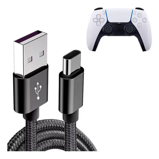 Cabo Carregador Para Controle Ps5 Usb Tipo C Longo 3 Metros