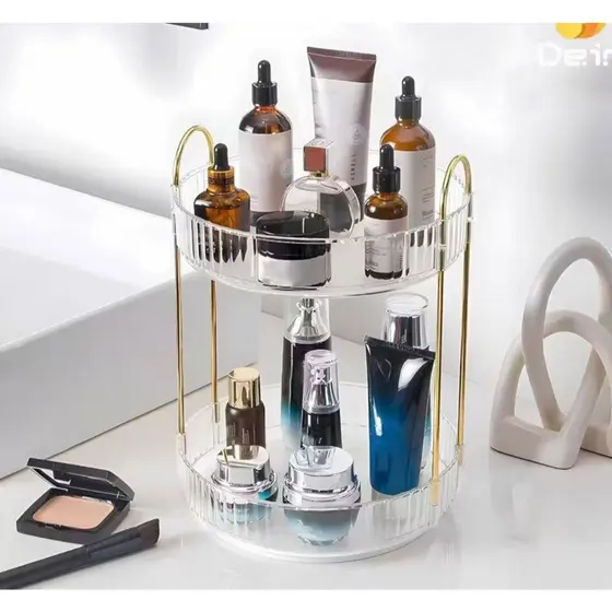 Organizador de Maquiagem Giratório – Suporte Multiuso 2/Andares p/ Cosméticos e Perfumes//mm-3
