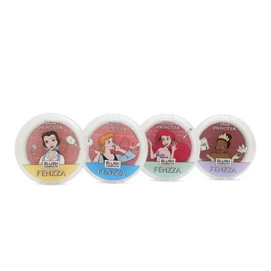 Linha Princesas Maquiagem Make Up Fenzza Blush Pó Compacto Iluminador