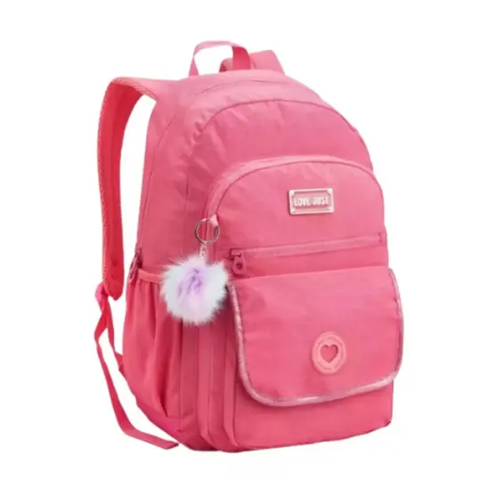 Mochila de Costas Escolar Passeio Faculdade Trabalho Juvenil Feminina Pompom