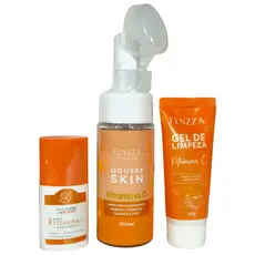 Kit de Limpeza Facial Fenzza Miss Rose Vitamina C Espuma Gel de Limpeza Sérum