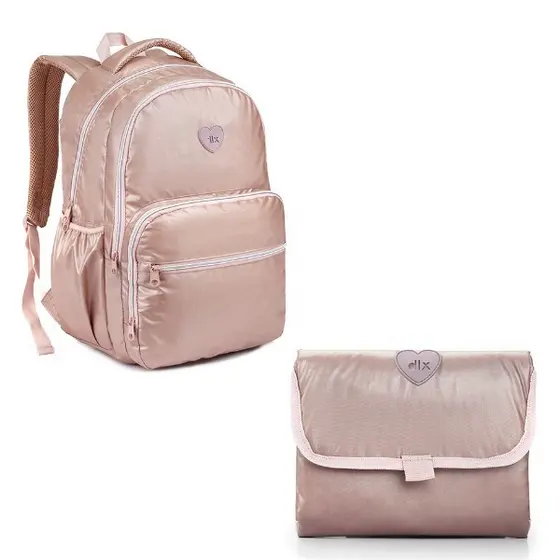 Kit Maternidade Mochila Grande Trocador Material Metalizado
