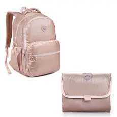 Kit Maternidade Mochila Grande Trocador Material Metalizado