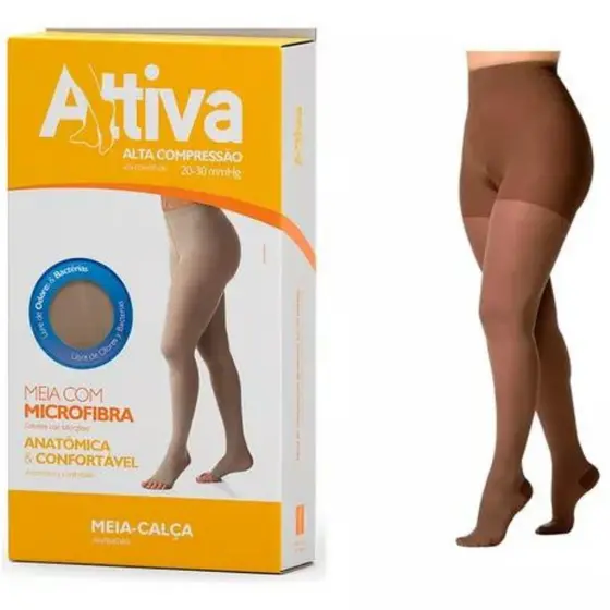 MEIA CALÇA COMPRESSIVA NATURAL ESCURO SIGVARIS PONTEIRA ABERTA