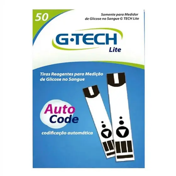 50 Fitas Tiras Reagentes G-tech Lite Glicemia