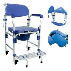 CADEIRA DE BANHO HIGIENICA EM ALUMINIO C/RODAS 150KG D60 DELLAMED