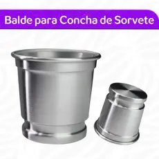 Balde Para Concha Colher Sorvete Alumínio 13x13x10 Cm Resistente
