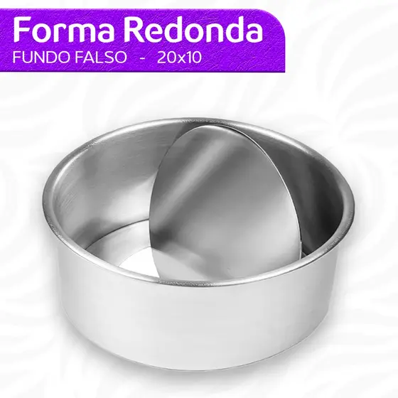 Forma Assadeira Bolo 20x10 Redonda Fundo Falso Alumínio