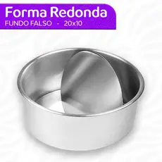 Forma Assadeira Bolo 20x10 Redonda Fundo Falso Alumínio