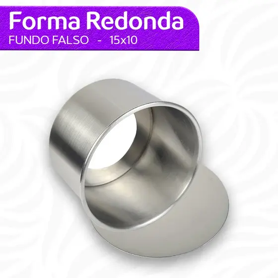 Forma Redonda Fundo Falso Removível Alta 15x10 Cm Bolo Tortas