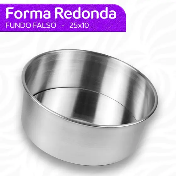 Forma Bolo Redonda 25x10 Fundo Removível Falso Assadeira Alta Resistente