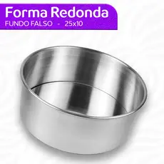 Forma Bolo Redonda 25x10 Fundo Removível Falso Assadeira Alta Resistente
