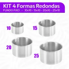 Kit Formas Assadeira De Bolo Redonda Alta 10-15-20-25 Fundo Fixo