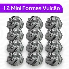 Kit 12 Forma Mini Bolo Vulcao 9x4 Decorada Gomada