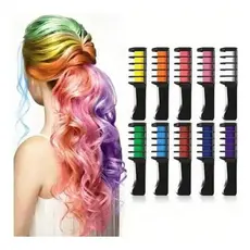 Kit 6 Pente Colorido Giz De Cabelo Com 06 Cores Temporárias Para Festas Criativo