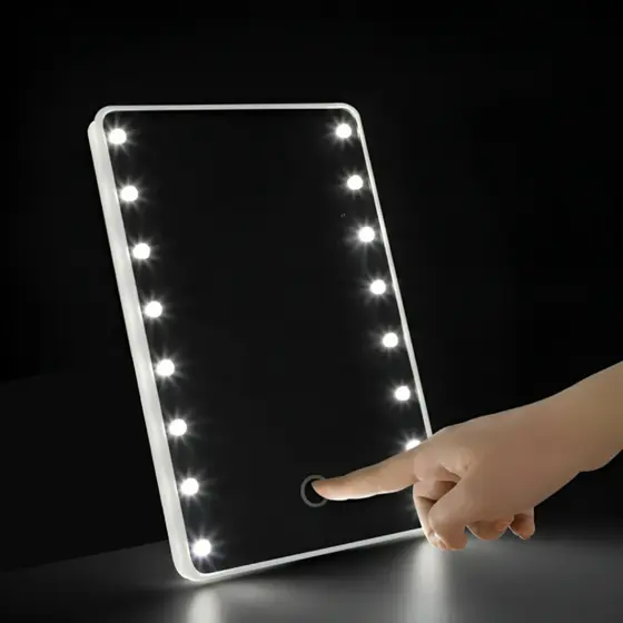 Espelho De Mesa Maquiagem Com 16 Leds Rotação Quadrado Touch Screen Espelho Com Led De Mesa