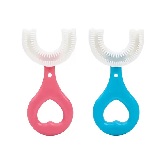 Escova de Dentes Infantil 360 Graus Em Forma de U de Para Bebê E Crianças 2-6-12 Anos Escova Macia Em Forma de U