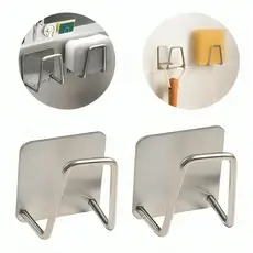 Kit Gancho Adesivo Aço Inoxidável Suporte Porta Esponja Para Bucha de Pia Prateleira de Cozinha Suporte de Esponja Pia