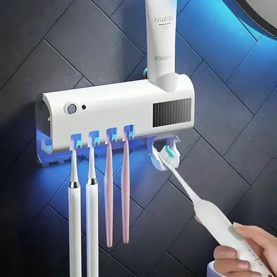 Aplicador Pasta de Dente Dispenser Porta Escovas - Sem ou Com Esterilizador UV Automático Dispenser De Escova de Dente e