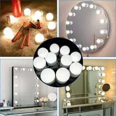 Luz De Espelho Com Led Camarim Maquiagem 10 Lampadas Para Espelho Luz Quente e Frio Luminária Espelho