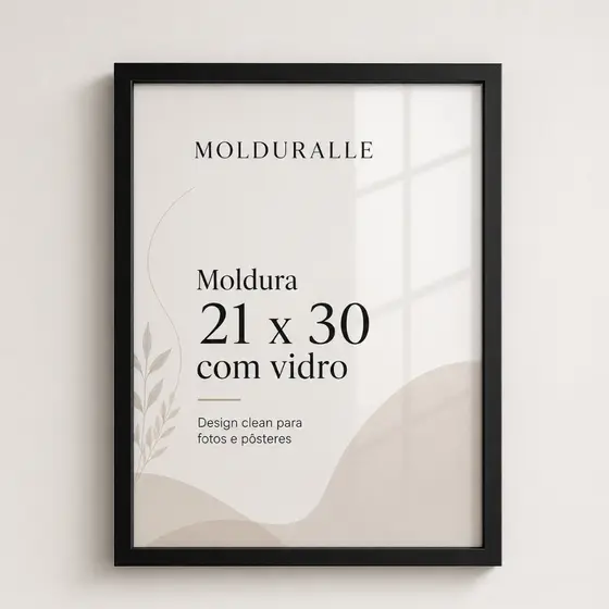 Porta Retrato 21x30 A4 Com Vidro Para Certificados e Diplomas Parede Escritório Premium MOLDURALLE