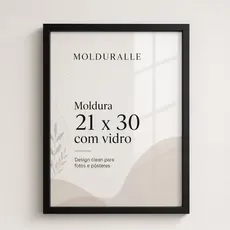 Porta Retrato 21x30 A4 Com Vidro Para Certificados e Diplomas Parede Escritório Premium MOLDURALLE