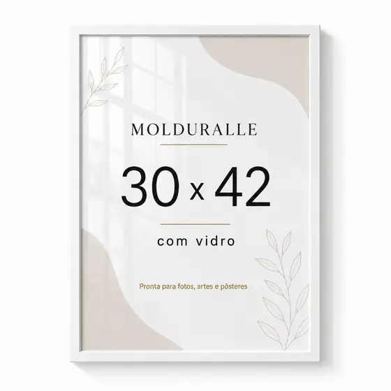 Moldura A3 30x42 Madeira Premium C/ Vidro Para Certificado Diploma Fotos Poster MOLDURALLE