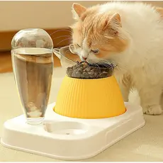 Comedouro e Bebedouro 2 em 1 Para Gatos e Cachorros Com Comedouro Elevado