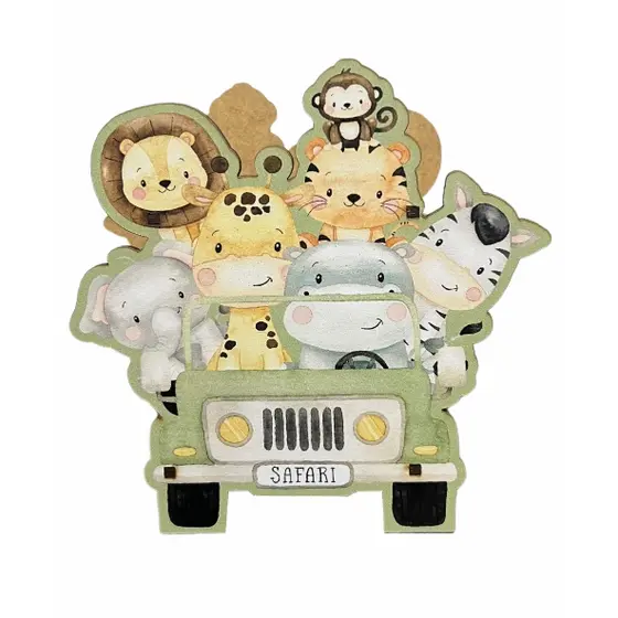 Centro de Mesa Cachepo Safari mdf Adesivado Lembrancinhas Aniversários Decorações