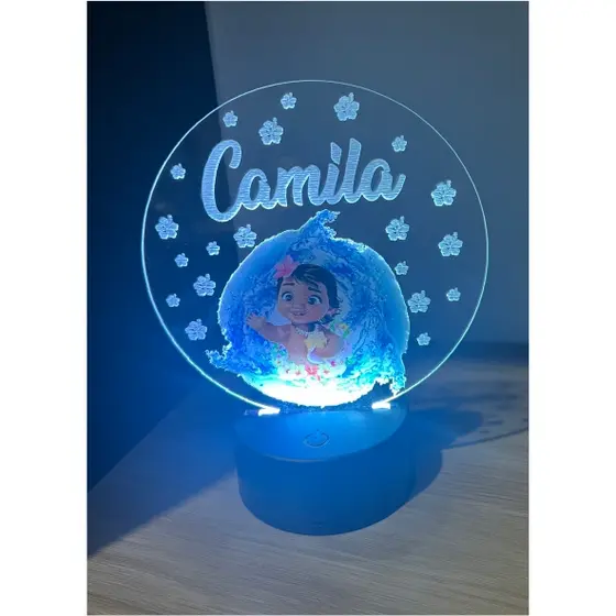 Luminária Personalizada com Nome Bebê Moana Decoração