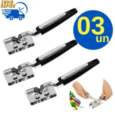 Kit 3 Amolador Afiador Aço Inox Profissional De Cozinha Para Faca Tesoura Cutelo Restaurante Lanchonete