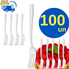 Kit 100 Garfo de Sobremesa 100% Aço Inox Premium Essencial na Cozinha para Casas Restaurantes