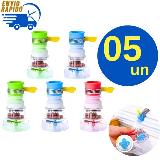Kit 5 Chuveirinho Bico Extensor Giratória 360° Filtro De Água Arejador Flexível para Torneira