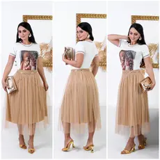 Saia Tule Glitter Moda Evangélica Feminina Premium de Alta Qualidade Ideal Para Congressos, Cultos e Eventos