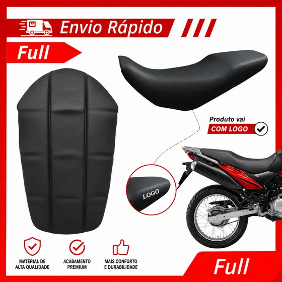 Capa de Banco Assento Honda Nxr Bros 125 Bros 150 Bros 160 2009 á 2026 Com Logo Preta