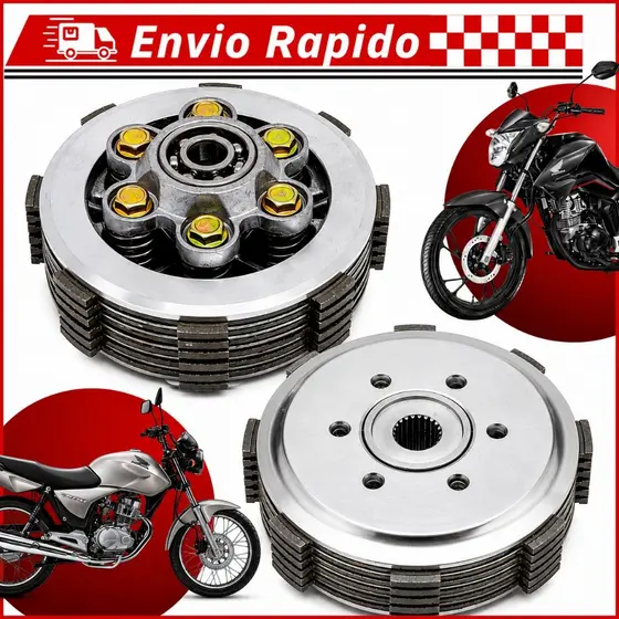Kit Embreagem Grau 6 Molas 6 Disco Competição Honda Titan150 Titan 160 Bros 150 Bros 160 Fan 125 Xre 190 Forte Preparada