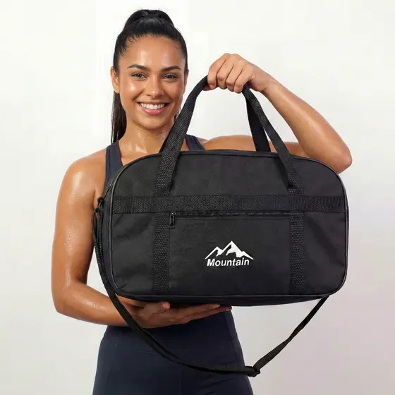 Bolsa de Mão com Alça para Ombro Preto Dia a Dia Academia Fitness Esporte Unissex Esportiva Atacado
