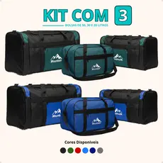 Kit 3 Bolsa Mala de Viagem 50L G+2xM Dobrável Resistente Completo Enorme Familia Transversal Casal