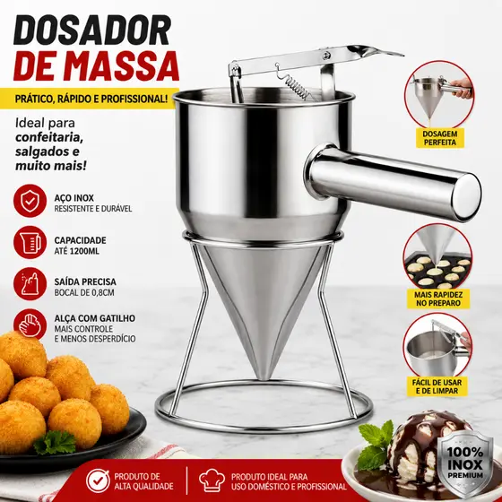 Funil Inox Dosador Confeiteiro Pinoquio liquidos fabricação de velas Dosador Para Líquidos